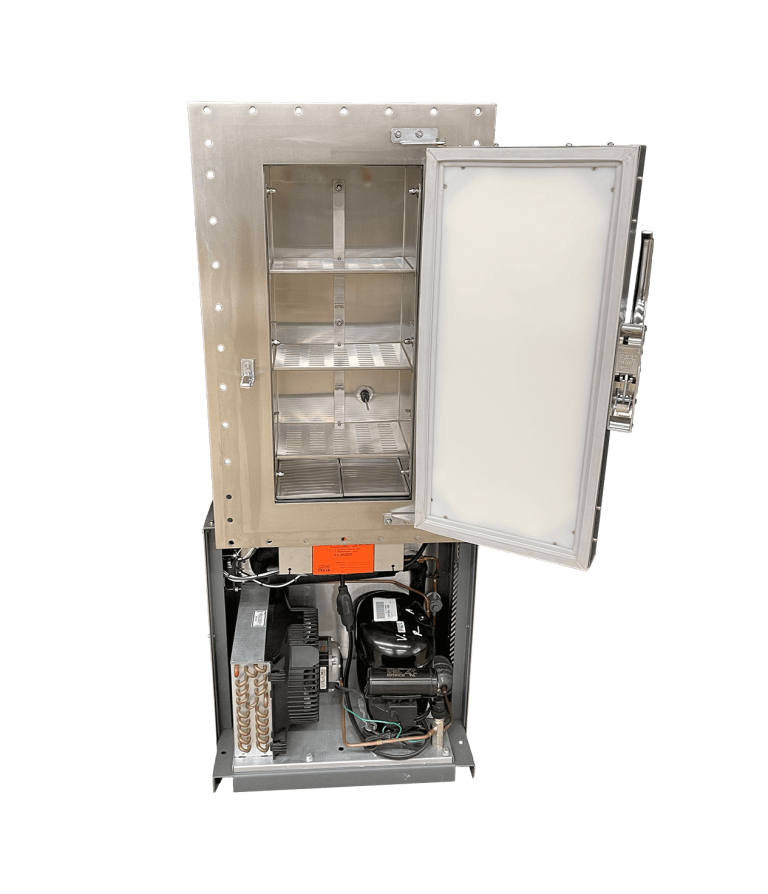freezer CS-40+ with door open off glove box system
